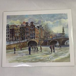 Ice skating print.  13 3/4in. X 11in.